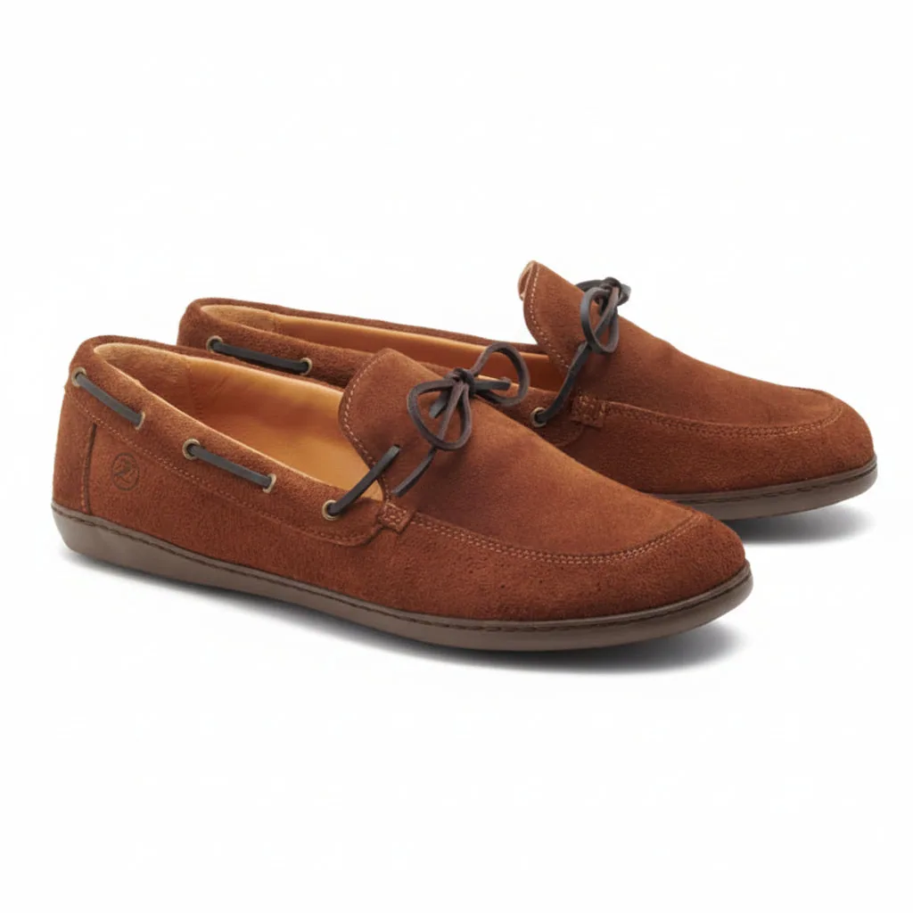Мужские мокасины ZAQQ QEA Velours Cognac (коньячный цвет)