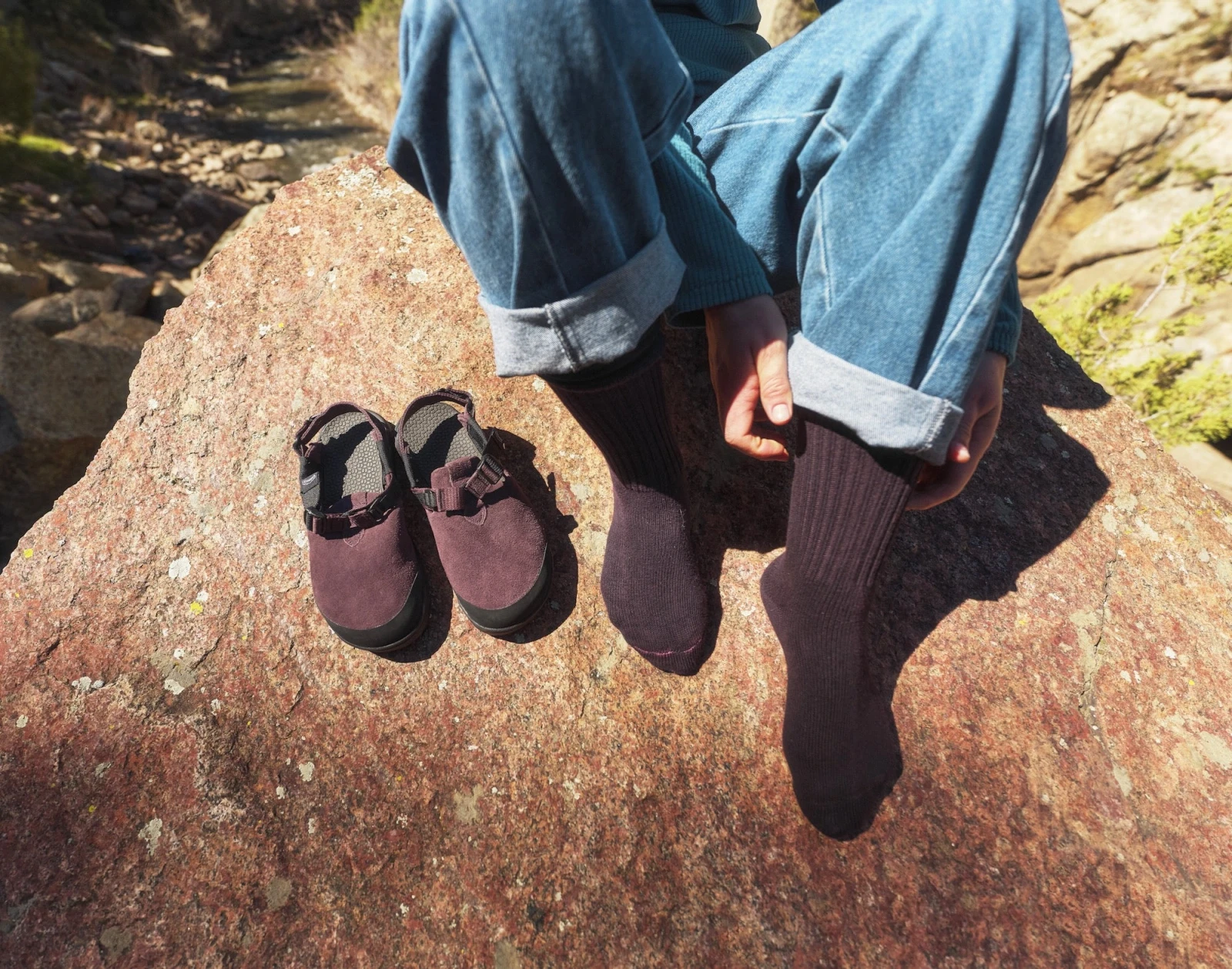 Сабо Bedrock Mountain Clog - Leather Suede — сливовый, замша, фото 4