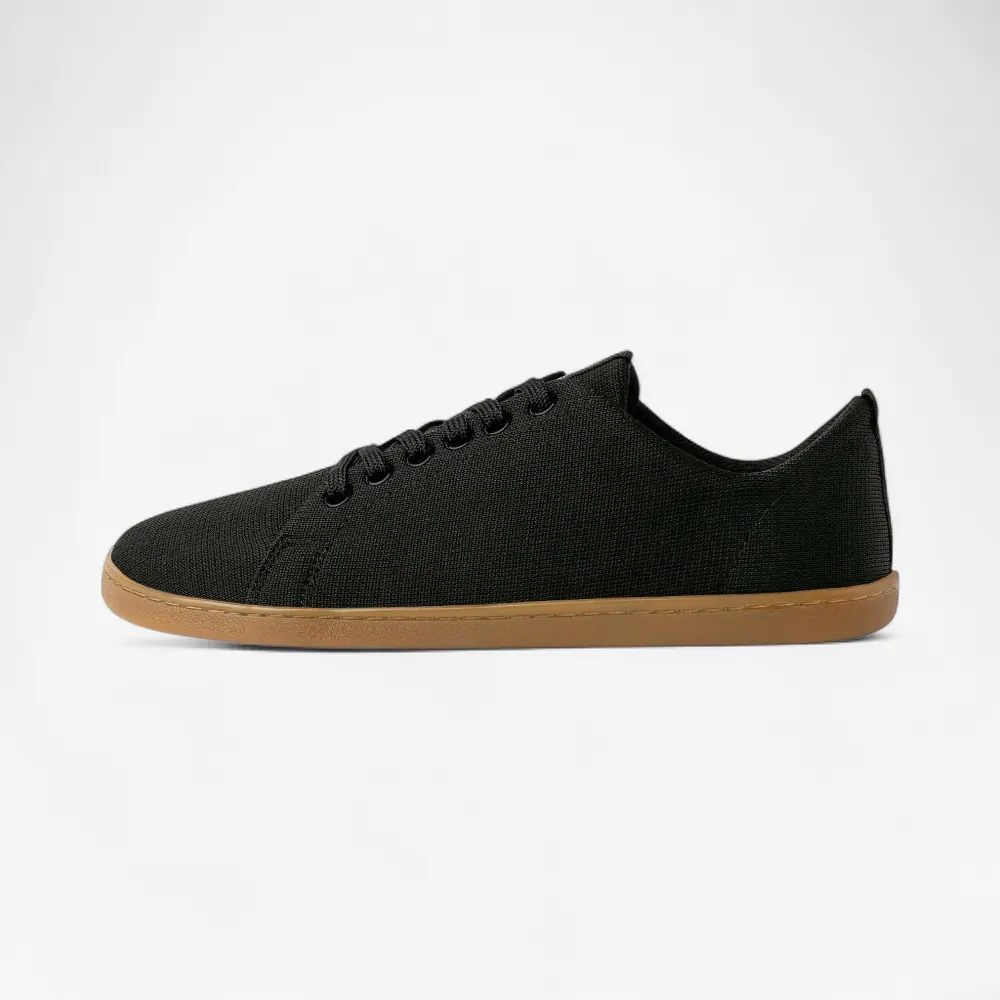 Босоногие кроссовки Feelgrounds Original Knit — чёрный с бежевой подошвой
