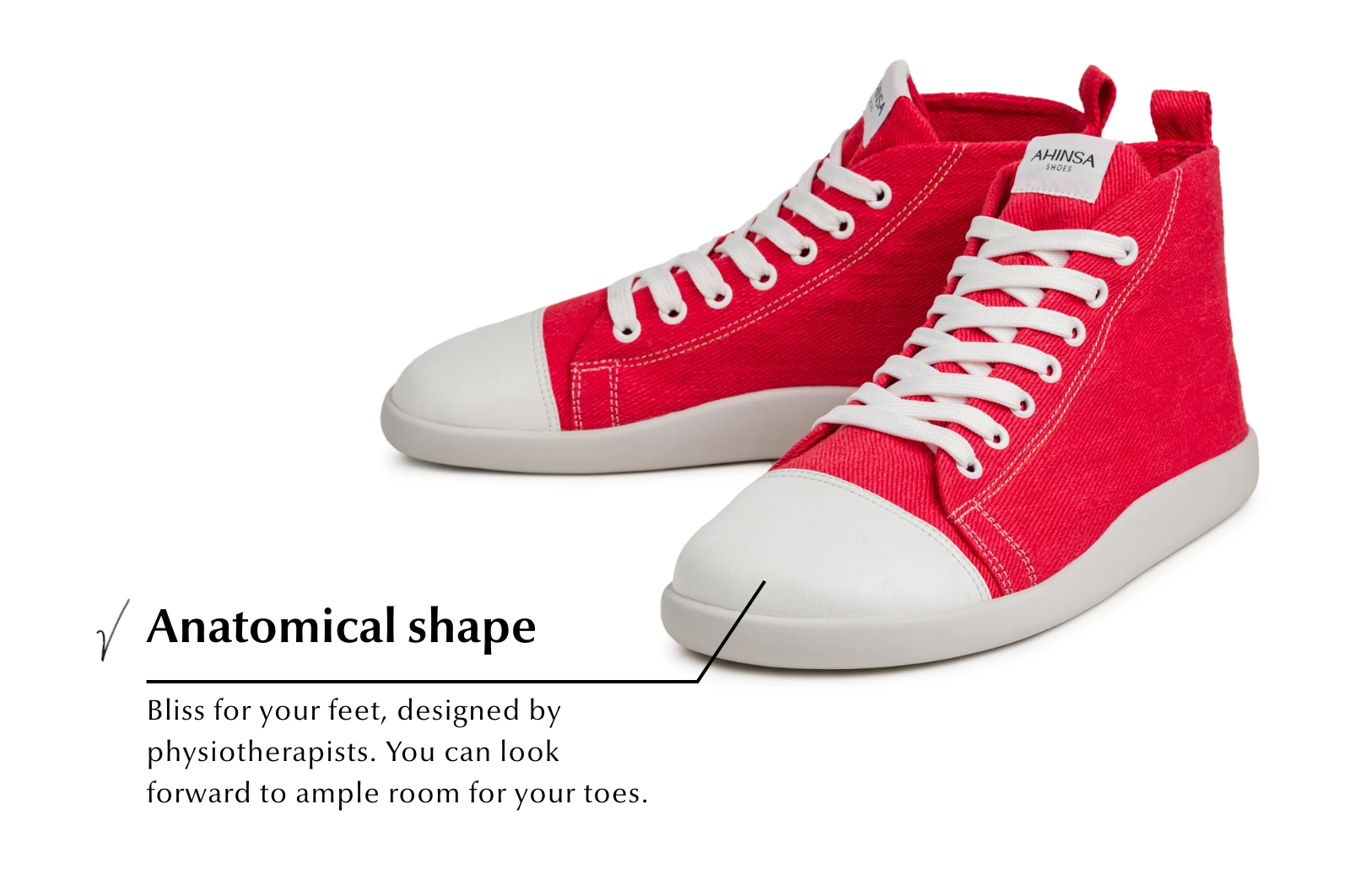Кроссовки Ahinsa Street Hemp High-Top Barefoot — красный, фото 3